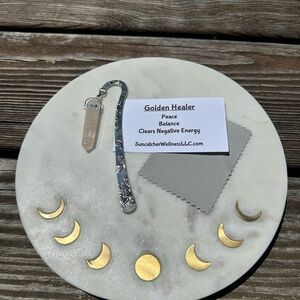 Golden Healer Floral Metal Crystal Bookmark